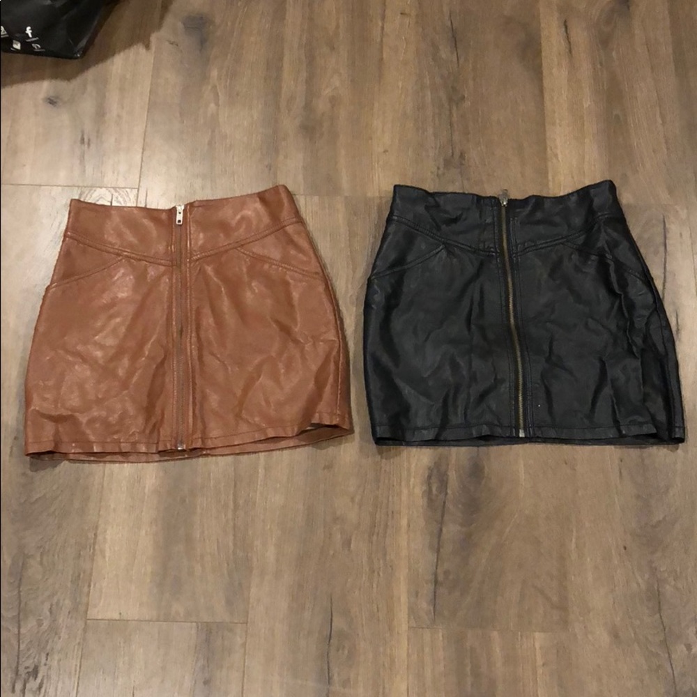 BUNDLE 2!! faux leather front zip skirts! H&M